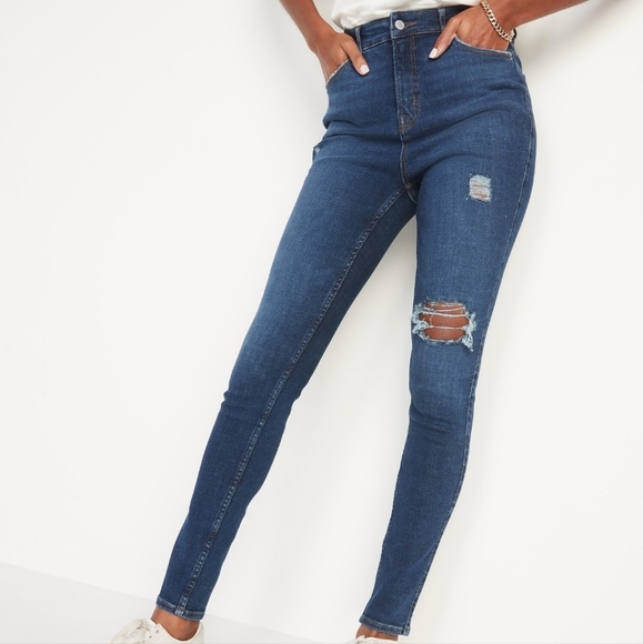 [Old Navy] High-Waisted Rockstar 360 Stretch Super Skinny Ripped Jeans - Picture 1 of 8